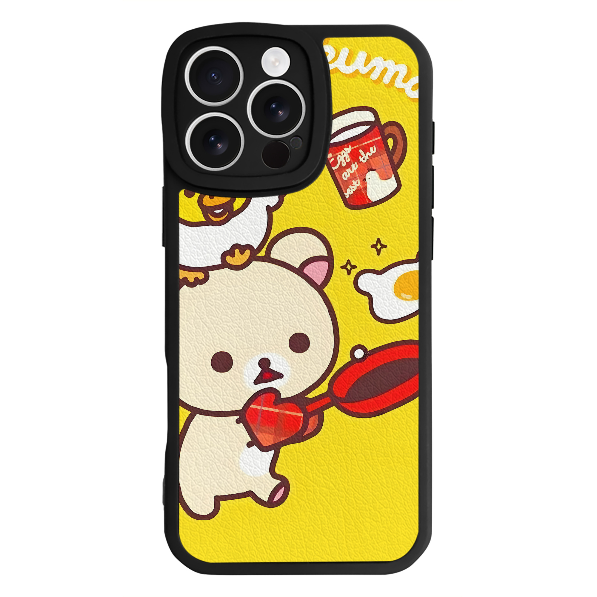 （画像用） リラックマ リラックマ キイロイトリ Rilakkuma Korilakkuma Kiiroitori 【iPhone 16シリーズ対応】シリコンスマホケース（レザー調） 材質：シリコン